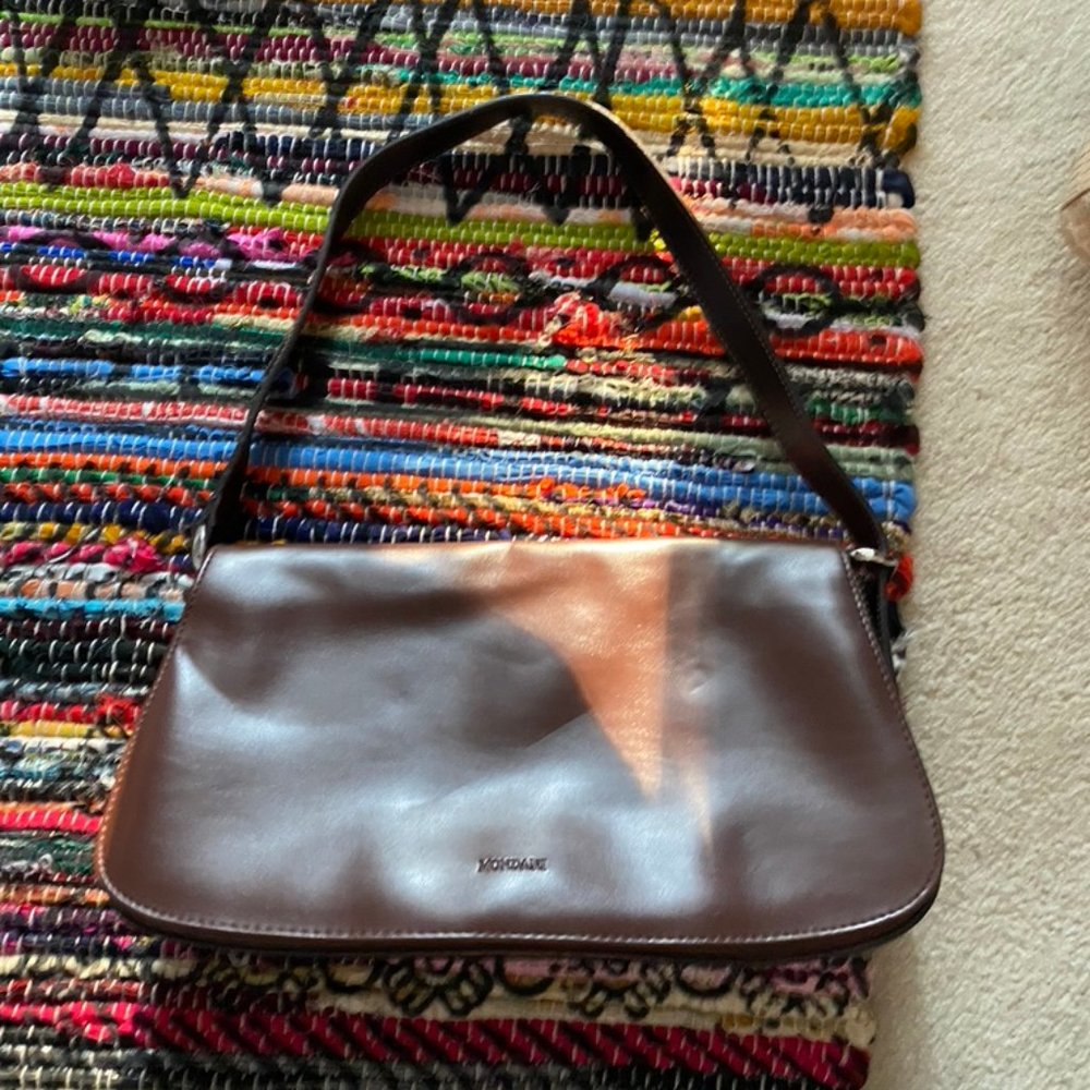 mondani brown baguette handbag